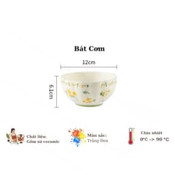 Bộ Bát Đĩa Tô Chén Ăn Cơm Họa Tiết Hoa Mai Vàng 19 Chi Tiết Gốm Sứ Bát Tràng Cao Cấp Sang Trọng Cho Gia Đình  M86 4