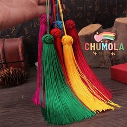 (không hạt) Tua rua 16cm đầu kết phụ kiện treo sáo đàn quạt phong cách cổ trang 8