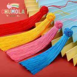 (không hạt) Tua rua 16cm đầu kết phụ kiện treo sáo đàn quạt phong cách cổ trang 5