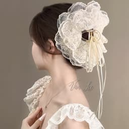 Kẹp tóc ren bản to 4 lớp 18cm – kẹp càng cua nữ phong cách tiểu thư, bồng đẹp, giữ tóc chắc - Phụ kiện Vân Lee - MS028 4