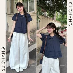 Áo Cổ Sen Tay Bồng Bèo Dưới Xếp Ly A860 Su Chang Thời Trang Nữ 3