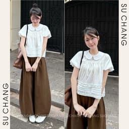 Áo Cổ Sen Tay Bồng Bèo Dưới Xếp Ly A860 Su Chang Thời Trang Nữ 5