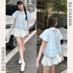 Áo Cổ Sen Tay Bồng Bèo Dưới Xếp Ly A860 Su Chang Thời Trang Nữ 4