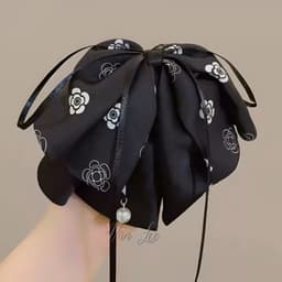 Kẹp tóc nơ dài đen trắng đính ngọc trai - phong cách Hàn Quốc, thanh lịch, dễ phối đồ - Phụ kiện Vân Lee - MS029 6