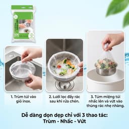 Bộ 100 Túi Lọc Rác Bồn Rửa Chén Bát JYoohome Túi Lưới Lọc Rác Rửa Bát Vải Tự Phân Huỷ Có Chun 7
