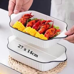 Bộ Bát Đĩa Họa Tiết Trắng Viền Đen Tráng Men Cao Cấp 19 Chi Tiết Tặng 5 Thìa sứ Cơm Và 1 Thìa Canh Sứ 3