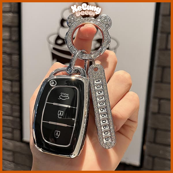 Ốp Chìa Khóa Ô Tô TPU Dẻo Cao Cấp Chống Trầy, Chống Sốc – Smartkey 3 Nút cho Hyundai i10, I20 Santafe, Elantra, Acccent