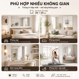 Gương treo tường cao cấp, kích thước 20×20, 30×30, 40×40cm, kèm theo miếng dán, khó vỡ. 4