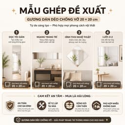 Gương treo tường cao cấp, kích thước 20×20, 30×30, 40×40cm, kèm theo miếng dán, khó vỡ. 9