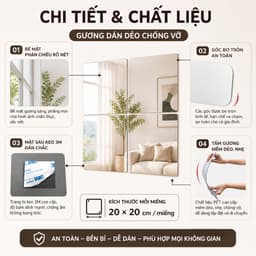 Gương treo tường cao cấp, kích thước 20×20, 30×30, 40×40cm, kèm theo miếng dán, khó vỡ. 6