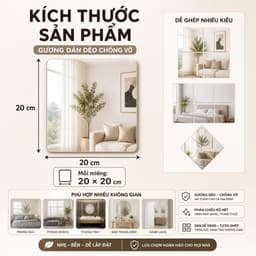 Gương treo tường cao cấp, kích thước 20×20, 30×30, 40×40cm, kèm theo miếng dán, khó vỡ. 8