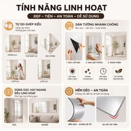 Gương treo tường cao cấp, kích thước 20×20, 30×30, 40×40cm, kèm theo miếng dán, khó vỡ. 7