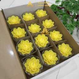 Hộp 12 Ly Nến Hoa Sen T01, Nến Bơ Dâng Phật Cúng Mụ Cúng Dường An Toàn Không Khói 6