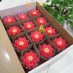 Hộp 12 Ly Nến Hoa Sen T01, Nến Bơ Dâng Phật Cúng Mụ Cúng Dường An Toàn Không Khói 5