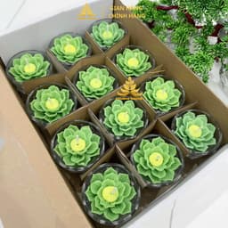 Hộp 12 Ly Nến Hoa Sen T01, Nến Bơ Dâng Phật Cúng Mụ Cúng Dường An Toàn Không Khói 4
