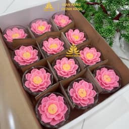 Hộp 12 Ly Nến Hoa Sen T01, Nến Bơ Dâng Phật Cúng Mụ Cúng Dường An Toàn Không Khói 7