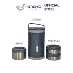 Hộp cơm giữ nhiệt Kaiyo dung tích 1.700ml màu ghi Đá [mã KVL-3277] 3