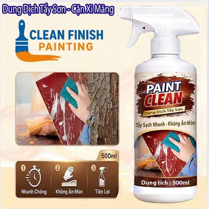 Xịt Tẩy Sơn Khô - Cặn Xi Măng Paint Clean 500ml - Tẩy Rửa Keo Dán, Sạch Nhanh Hiệu Quả Thân Thiện