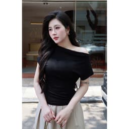 Áo Thun Nữ Công Sở Ngắn Tay Cổ Đổ Nhún Eo Chất Liệu Cotton Nhật Co Giãn 4 Chiều Mềm Mát Tôn Dáng Evalover 5