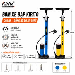 Bơm xe đạp, xe máy thương hiệu Kirito nhật bản có đầu bơm bóng, bơm đệm 9