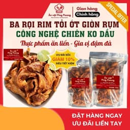 Ba Rọi Mắm Tỏi Sấy Giòn, Ba Rọi Tảng Rim Tỏi Ớt Ăn Liền (Túi zip 500G) 1