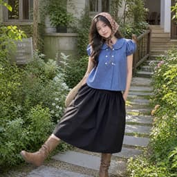 Áo babydoll cổ sen 6 cúc xinh xắn kiểu kẻ caro 5