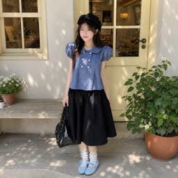 Áo babydoll cổ sen 6 cúc xinh xắn kiểu kẻ caro 8