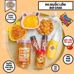 [M3-6 MÓN] combo bánh tráng phơi sương M3 6 món Paco Food bánh tráng,ruốc hành phi hủ lớn, tóp mỡ, bơ phô mai,sốt tắc,ớt 1