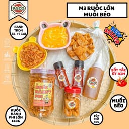 [M3-6 MÓN] combo bánh tráng phơi sương M3 6 món Paco Food bánh tráng,ruốc hành phi hủ lớn, tóp mỡ, bơ phô mai,sốt tắc,ớt 2