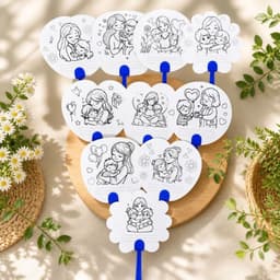 Combo 20 Quạt Giấy Tô Màu DIY - Quà Tặng Bé Tự Làm Cho Mẹ Và Cô Giáo(8-3/20-10-Ngày Của Mẹ) 2