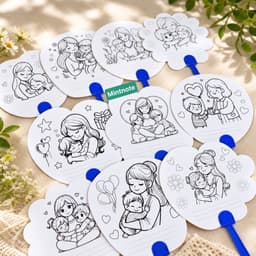 Combo 20 Quạt Giấy Tô Màu DIY - Quà Tặng Bé Tự Làm Cho Mẹ Và Cô Giáo(8-3/20-10-Ngày Của Mẹ) 1
