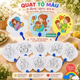 Combo 20 Quạt Giấy Tô Màu DIY - Quà Tặng Bé Tự Làm Cho Mẹ Và Cô Giáo(8-3/20-10-Ngày Của Mẹ) 3