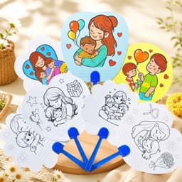 Combo 20 Quạt Giấy Tô Màu DIY - Quà Tặng Bé Tự Làm Cho Mẹ Và Cô Giáo(8-3/20-10-Ngày Của Mẹ) 4
