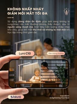 Đèn học để bàn chống cận thị Bravio Lumi C10 đèn học tích điện bàn làm việc đọc sách LED bảo vệ mắt cho bé sạc pin 8