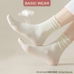 Tất Cổ Cao Viền Bèo Gân Tăm Mỏng Co Dãn Thoáng Khí Mềm Mại Vớ Basic Dễ Phối Tcc13 5