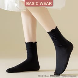 Tất Cổ Cao Viền Bèo Gân Tăm Mỏng Co Dãn Thoáng Khí Mềm Mại Vớ Basic Dễ Phối Tcc13 8