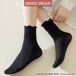 Tất Cổ Cao Viền Bèo Gân Tăm Mỏng Co Dãn Thoáng Khí Mềm Mại Vớ Basic Dễ Phối Tcc13 4