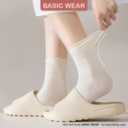 Tất Cổ Cao Viền Bèo Gân Tăm Mỏng Co Dãn Thoáng Khí Mềm Mại Vớ Basic Dễ Phối Tcc13 3