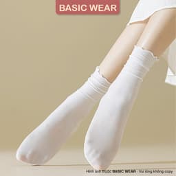 Tất Cổ Cao Viền Bèo Gân Tăm Mỏng Co Dãn Thoáng Khí Mềm Mại Vớ Basic Dễ Phối Tcc13 9