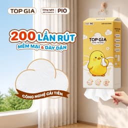 Khăn Giấy Pio TopGia 200 Lần Rút - Thùng 10 Bịch Siêu Dai Mềm Mịn, Tiết Kiệm Tối Đa! 2