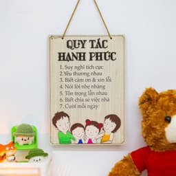 Bảng Gỗ 5 Câu Thần Chú, Bảng Treo Quy Tắc Gia Đình Ý Nghiã Treo Trang Trí Nhà [Đủ Size] 9