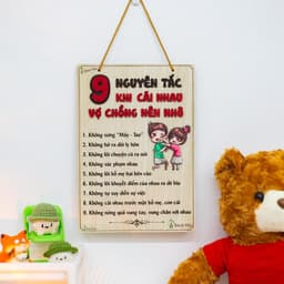 Bảng Gỗ 5 Câu Thần Chú, Bảng Treo Quy Tắc Gia Đình Ý Nghiã Treo Trang Trí Nhà [Đủ Size] 4