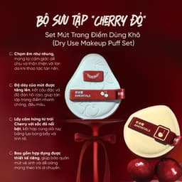 Sét 3 Bông Mút Trang Điểm Amortals Cherry Series – Bề Mặt Nhung Mịn, Đàn Hồi, Tán Nền Nhanh, Không Hút Kem, Kèm Hộp Hoa 2