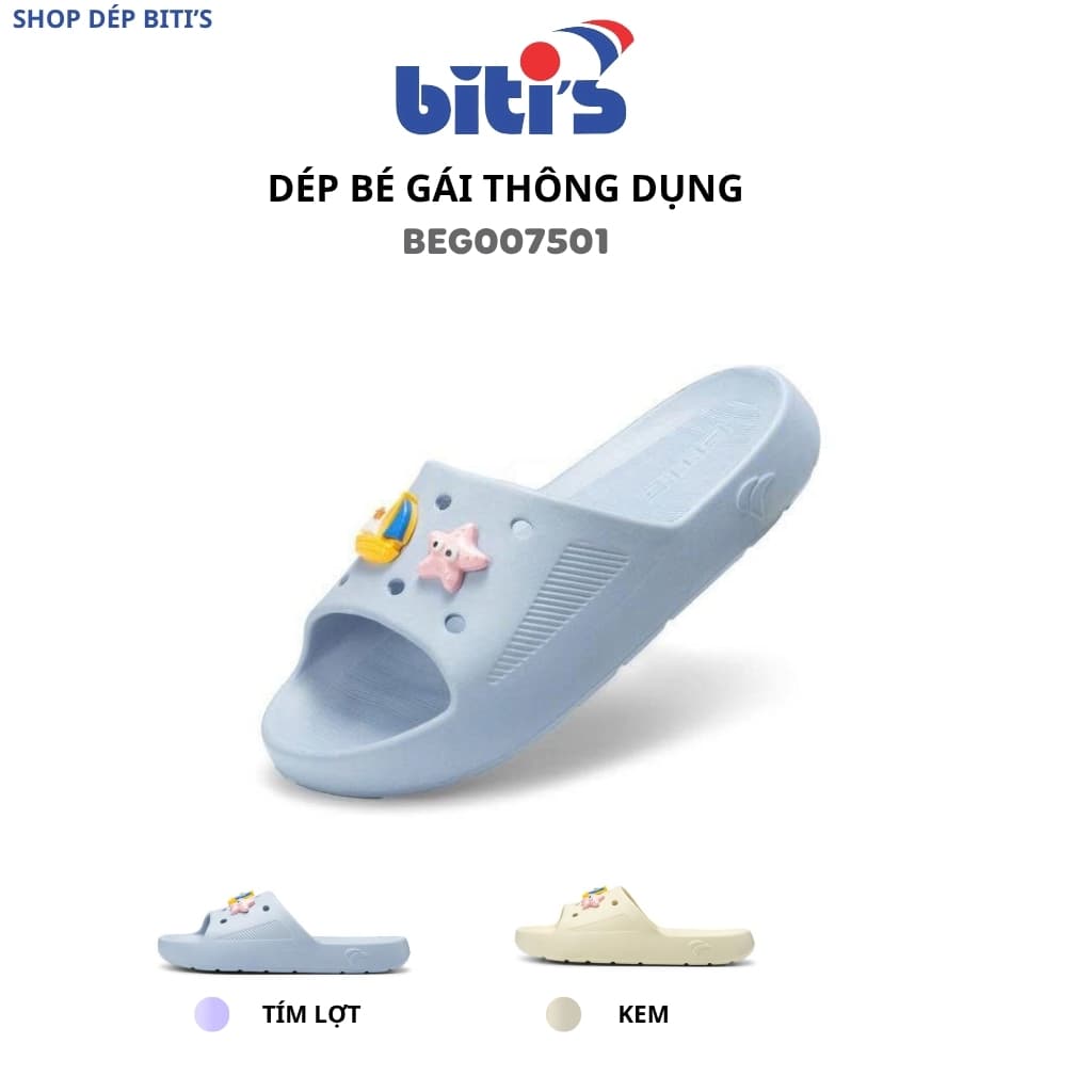 Dép Biti's Summer Collection Bé Gái Màu Tím Lợt, Kem BEG007501TIL BEG007501KEM