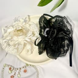 Kẹp tóc nơ ren hoa đuôi dài vintage – phong cách tiểu thư Hàn Quốc, sang chảnh, dễ phối đồ - Phụ kiện Vân Lee - MS033 8