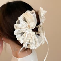 Kẹp tóc nơ ren hoa đuôi dài vintage – phong cách tiểu thư Hàn Quốc, sang chảnh, dễ phối đồ - Phụ kiện Vân Lee - MS033 3