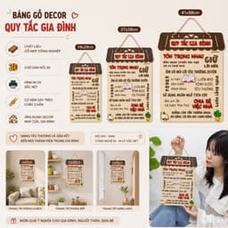 Bảng Gỗ Quy Tắc Gia Đình Siêu Hot, Tranh Gỗ Treo Trang Trí Nhà Của, Gia Đình [Đủ Size] 1