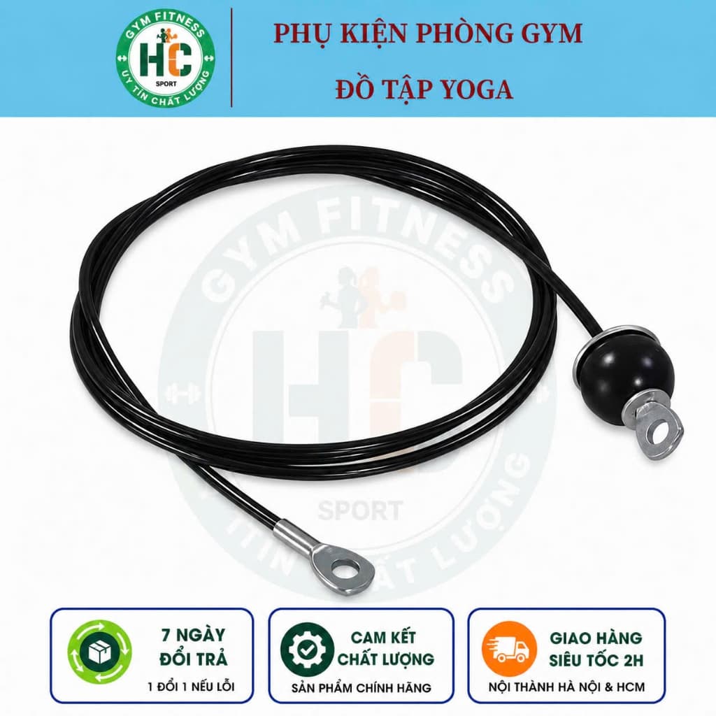 Dây Cáp Nâng Tạ Bọc Nhựa Dài 2.5m - 2m Dùng Cho Máy Phòng GYM, Dụng Cụ Tập Tại Nhà