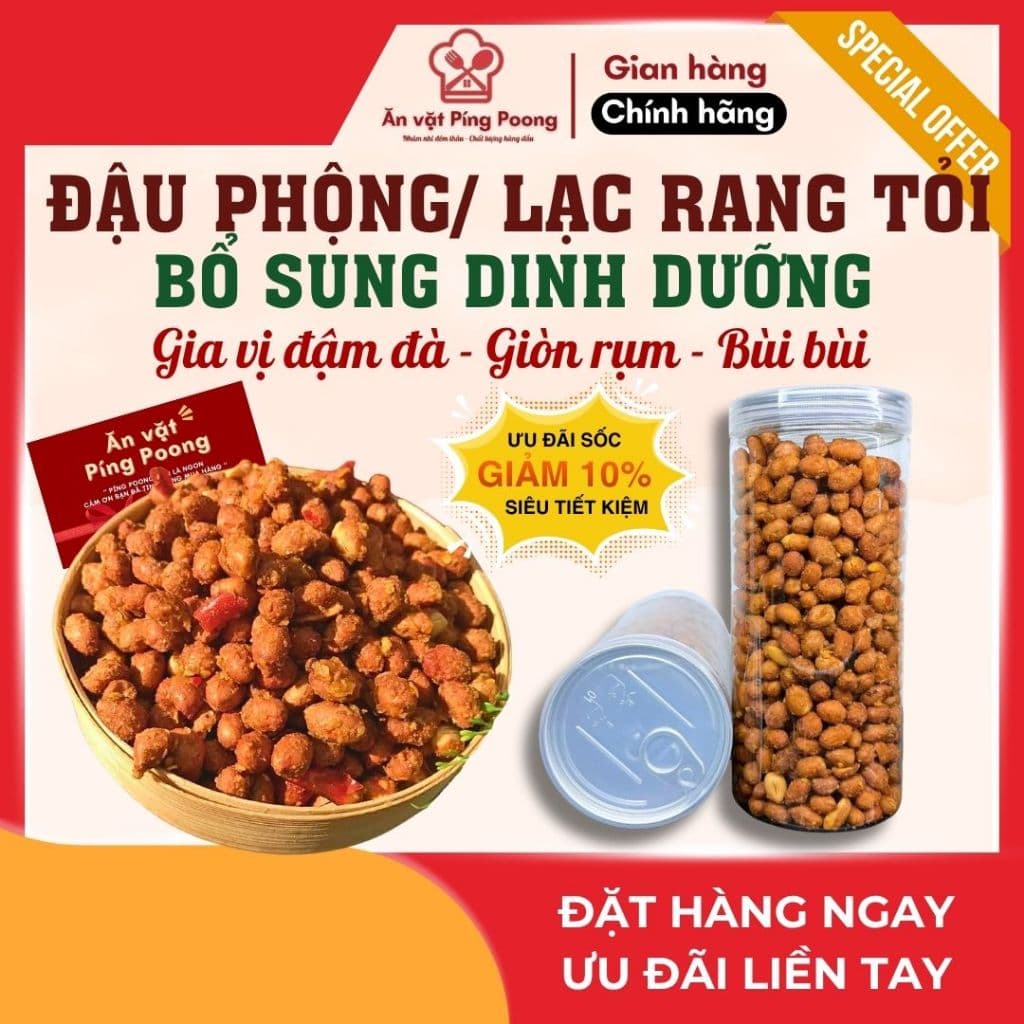 Đậu Phộng Rang Tỏi/ Lạc Rang Giòn Trộn Tỏi Lon Tiện Lợi Giòn Rụm Ăn Liền Ăn Chay Thơm Ngon