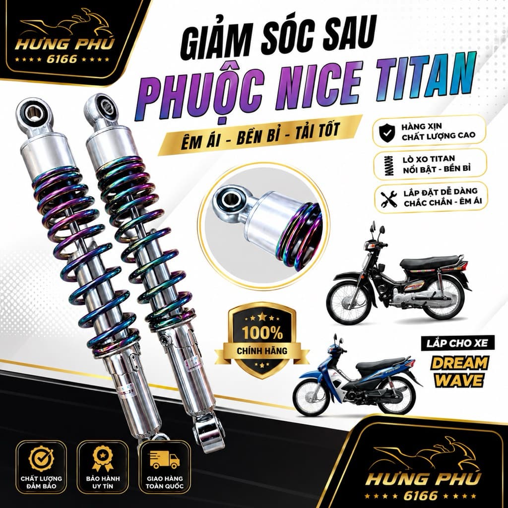 Giảm sóc sau nice titan lắp các loại xe
